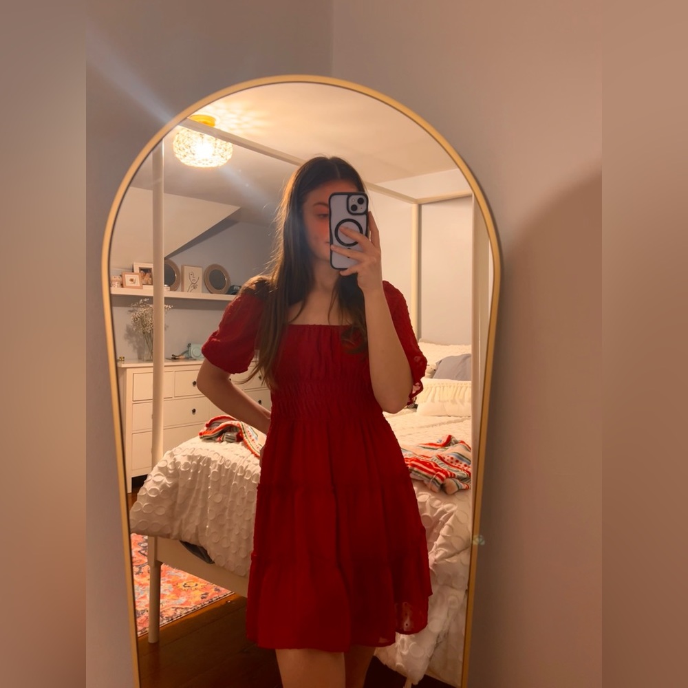 Red dotted dress